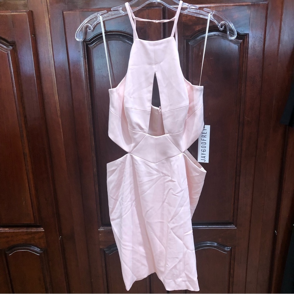NWT Jay Godfrey Blush Pink Cutout Bodycon Keyhole Mini Dress Sz 2 - Picture 4 of 14
